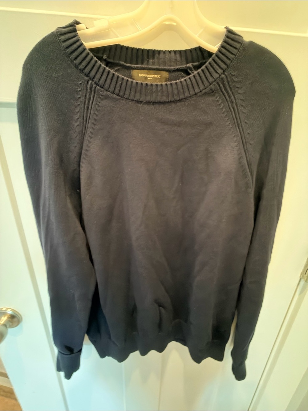 Banana Republic Medium Navy 100% Cotton Raglan Crew Neck Sweater